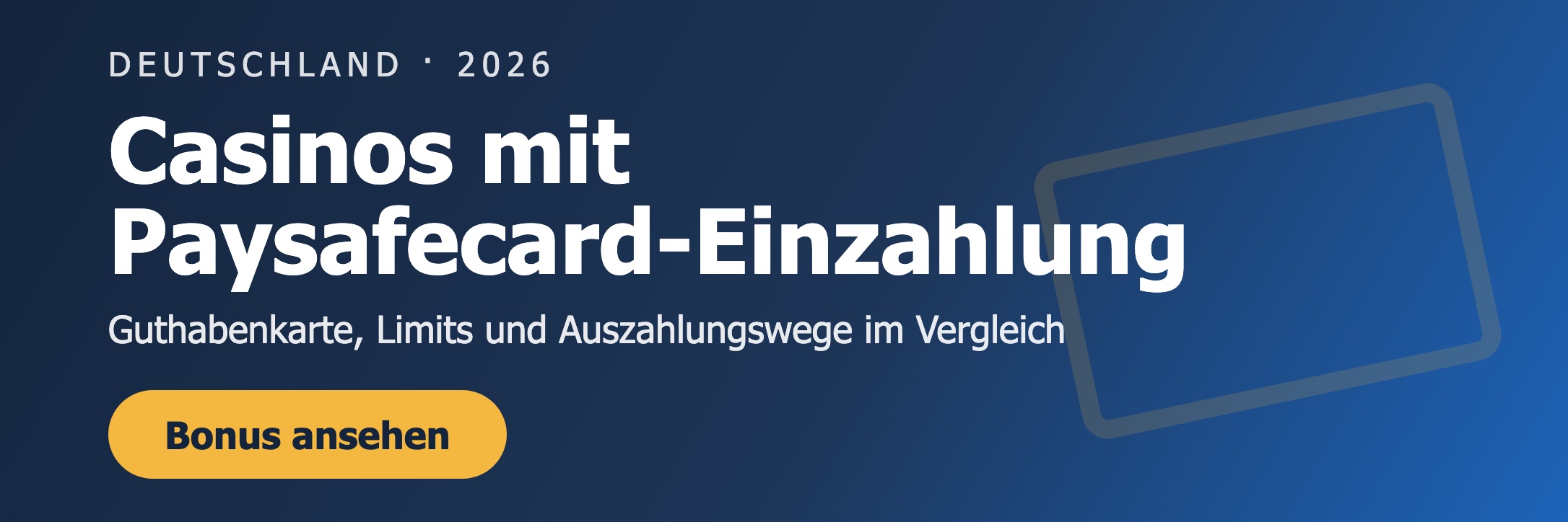 Online Casino mit Paysafecard Einzahlung 2026